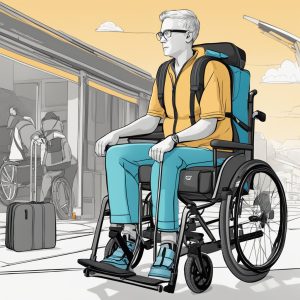 An image of a gentleman in a wheelchair at an airport.