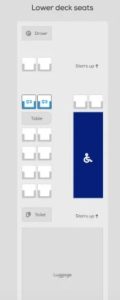 the location of wheelchair seats on megabus